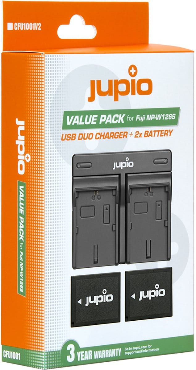 Jupio Value Pack: 2x Battery NP-W126S + USB Dual Charger