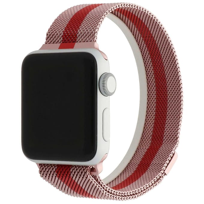 2+1 | Apple Watch Bandje Solaro - Milanese - Rose Rood Gestreept