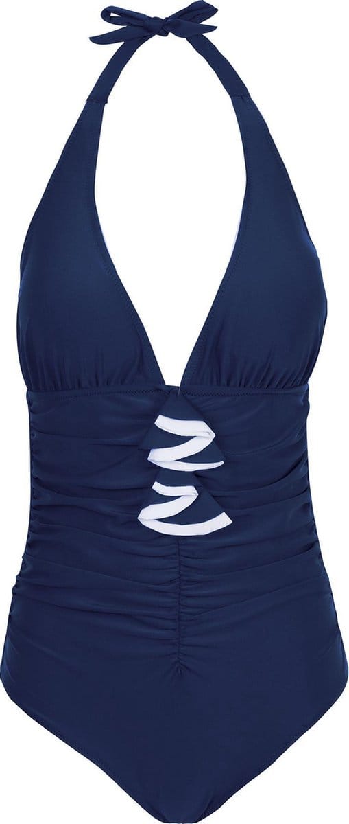 Badpak dames met striksluitng in de nek Navy - S