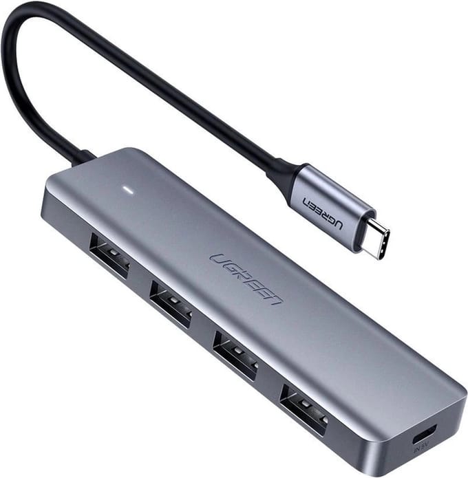 Ugreen - USB - Type C HUB splitter - 4x USB 3.2 Gen - 1 - met - USB - Type - C - voedingspoort - grijs - (CM219 - 70336)