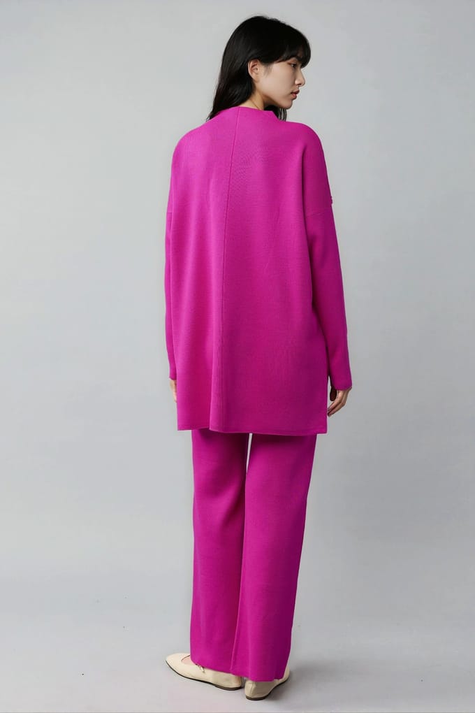 Geribde gebreide set met basic sweater en broek