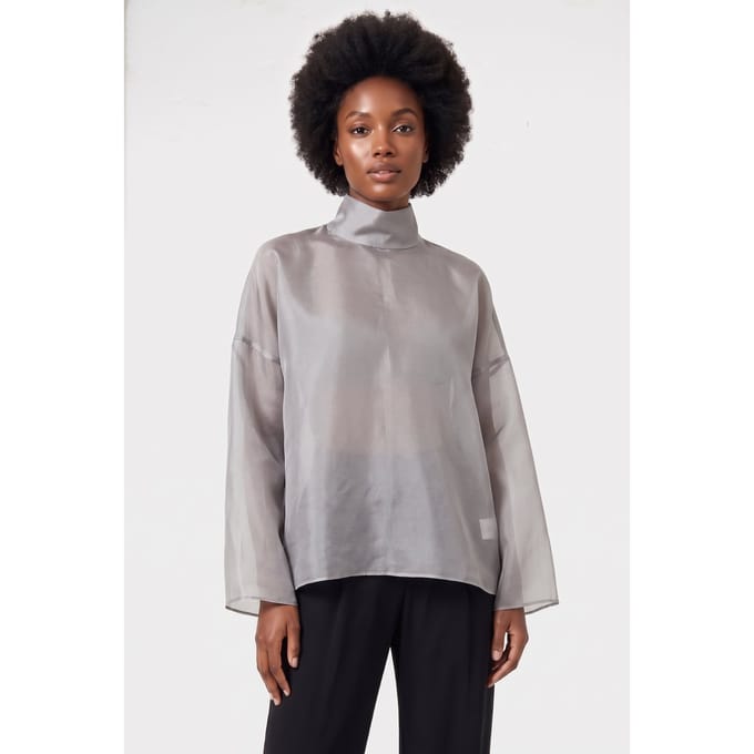 ARKET Honorine Blouse Press Grey Maat: 40 | Longsleeves Outlet | Dames | Grijs