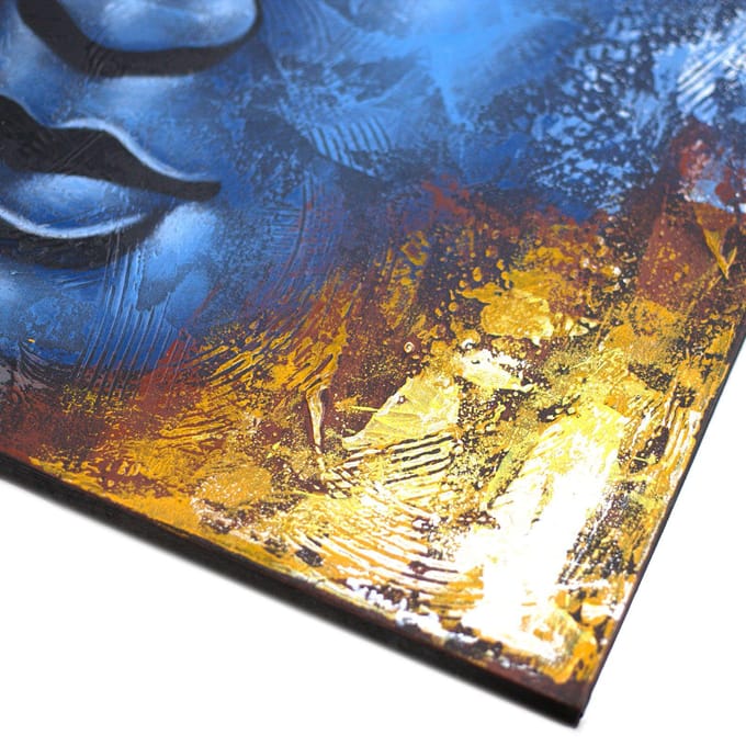 Boeddha schilderij - Blauw gezicht abstract