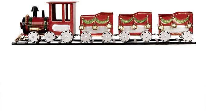 Clayre & Eef Decoratie Beeld Trein 58x12x14 cm Rood Metaal