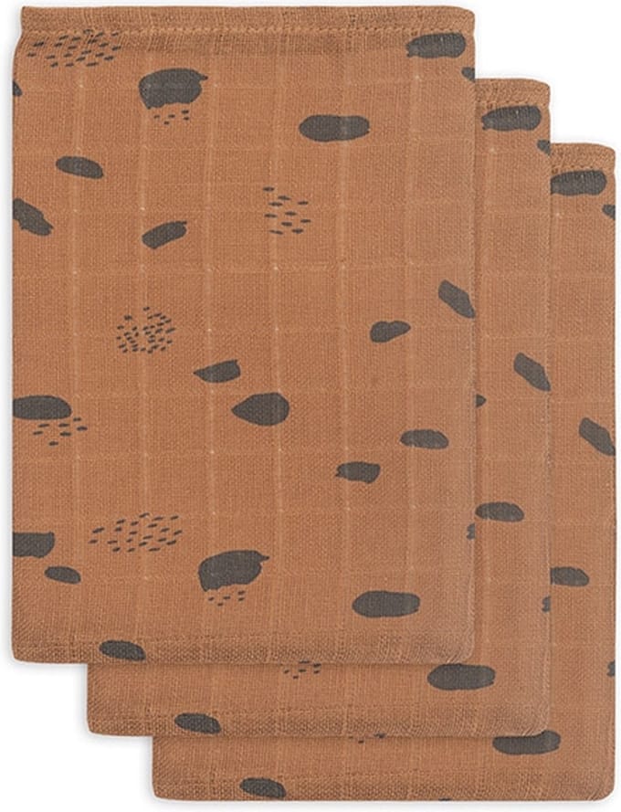 Jollein Baby Hydrofiel Washandje Spot - Caramel - 3 Stuks