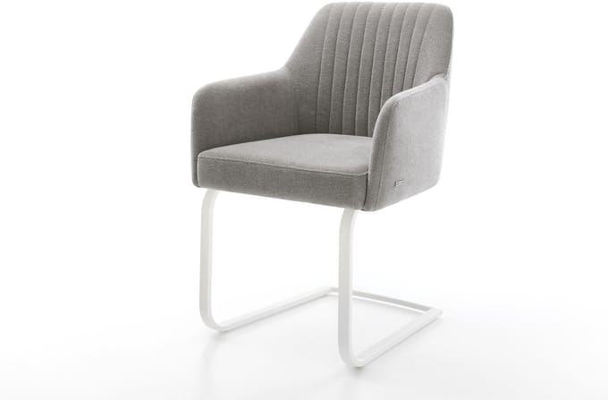 Sledestoel Greg-Flex sledemodel vlak wit zachte stof met structuur grijs pocketveer kern