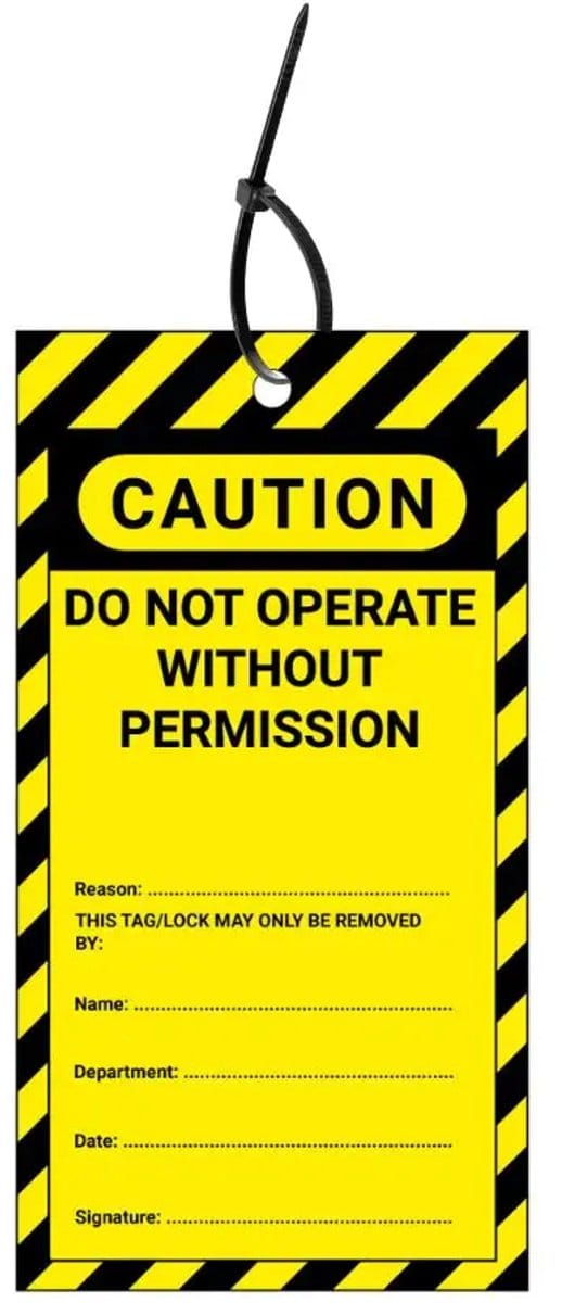 LOTO tags do not operate without permission EN - 10 stuks - inclusief tiewraps