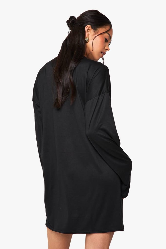 boohoo Dames Oversized T-Shirt Jurk | Black | Maat: 8