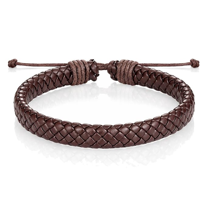 Leren armband Heren Bruin Verstelbaar Gevlochten leer