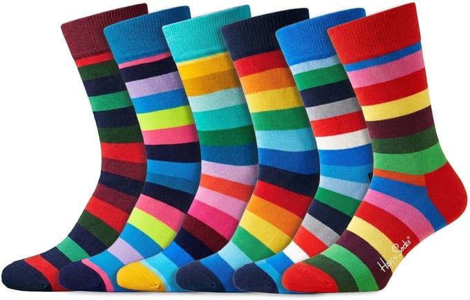 Happy Socks – Strepen pakket – 6 Paar Sokken – Dames & Heren - Maat 36-40 – Katoen – Meerkleurig