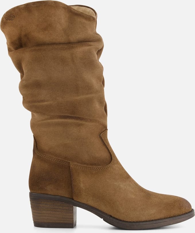 Aqa Hoge plooi laarzen taupe Suede - Dames - Maat 37