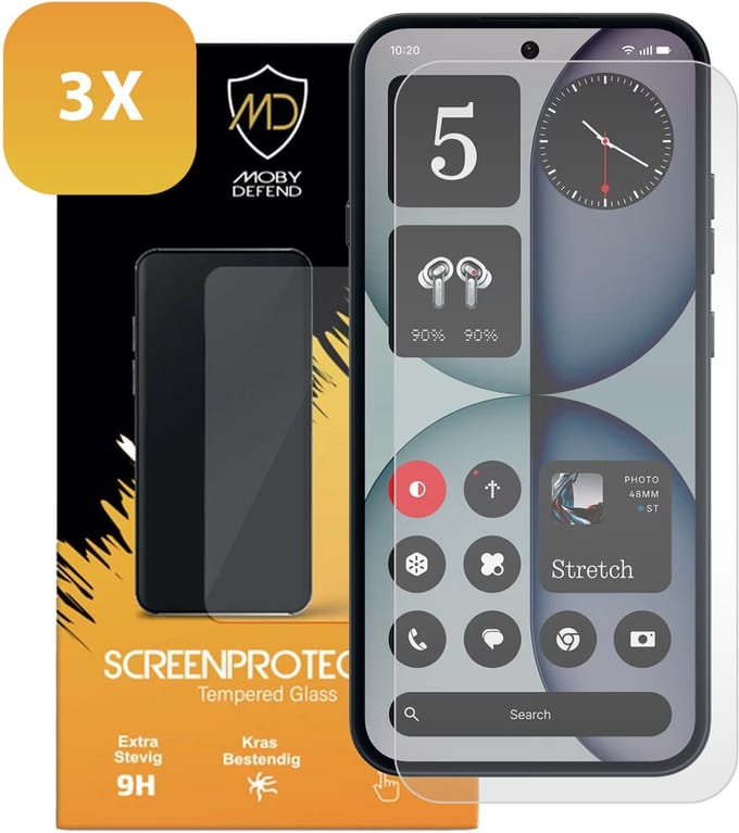 3-Pack MobyDefend Screenprotectors - Geschikt voor Nothing Phone (4a) - Case-Friendly Screensavers - Gehard Glas