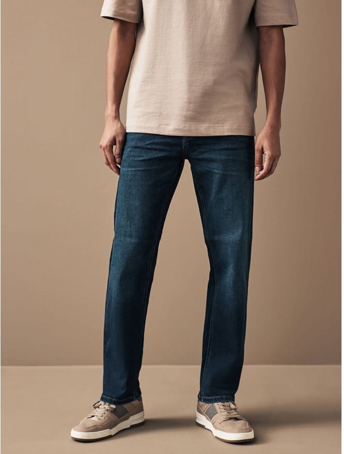 Next - Heren - indigoblauw - Straight fit - Motionflex jeans - Blauw