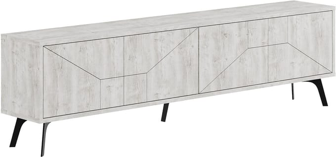Hocus Picus TV Meubel 4 Deuren - Antiek Wit - 180x30x50 cm