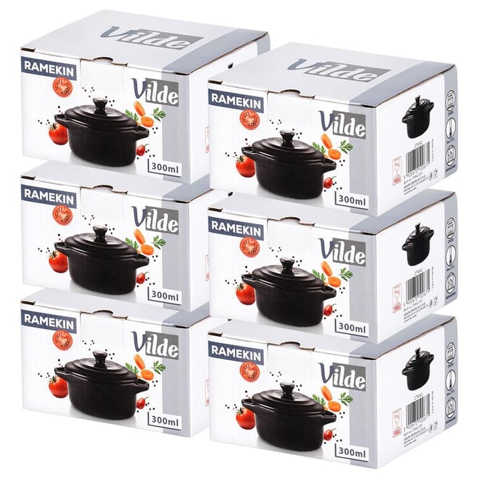 Vilde - Porseleinen Ovenschaaltjes - 300 ml - Met Deksel - 6 stuks