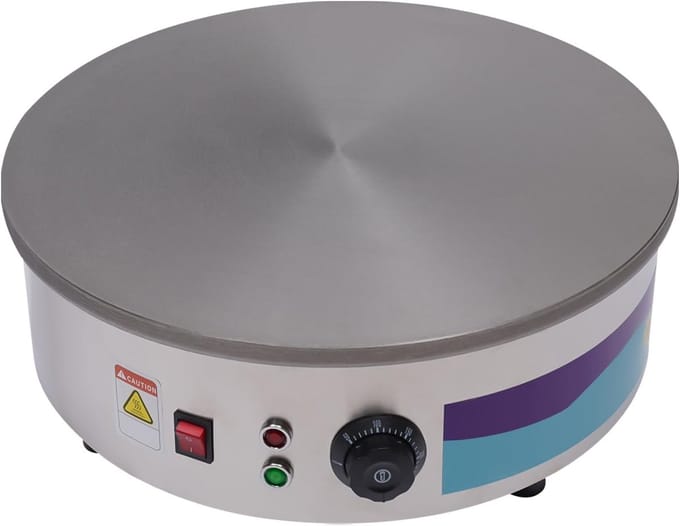 Pannenkoekenmaker - Crêpeapparaat Bakplaat - Grote Keuken - Instelbare Temperatuur - 45cm Diameter - Zilver