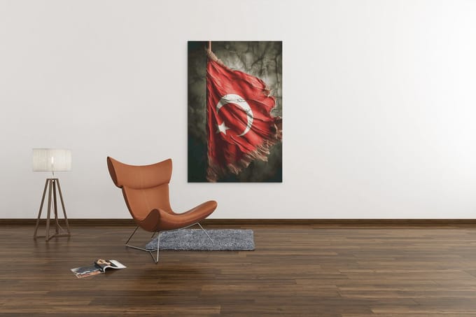 Canvas Schilderij - Abstract - Vlag - Turkije - Print op canvas - 60x40 cm