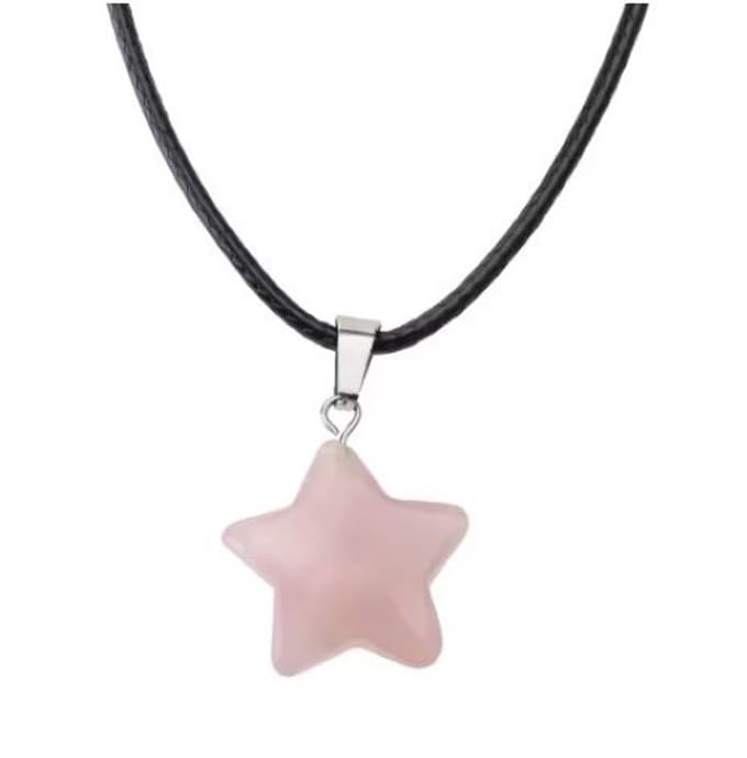 Gothic ketting - Heks - Wicca - Punk - Ster steen roze