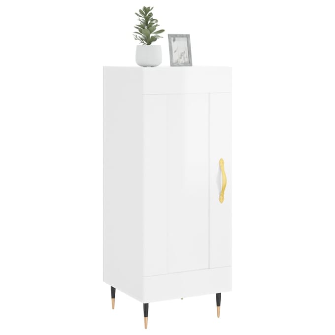 vidaXL - Dressoir - 34,5x34x90 - cm - bewerkt - hout - hoogglans - wit