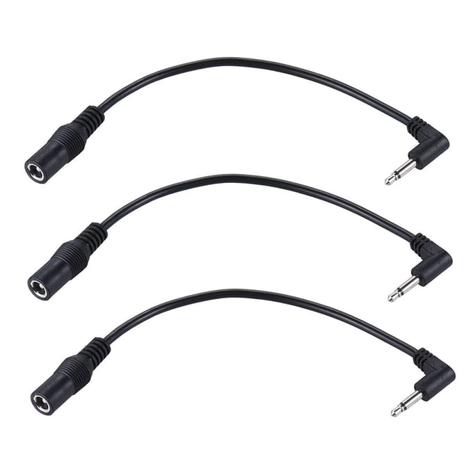 3pcs 5.5mm * 2.1/2.5mm vers 3.5mm(1/8  ) Câble Convertisseur d'Alimentation à Polarité Positive pour Effet Guitare 3-pack black