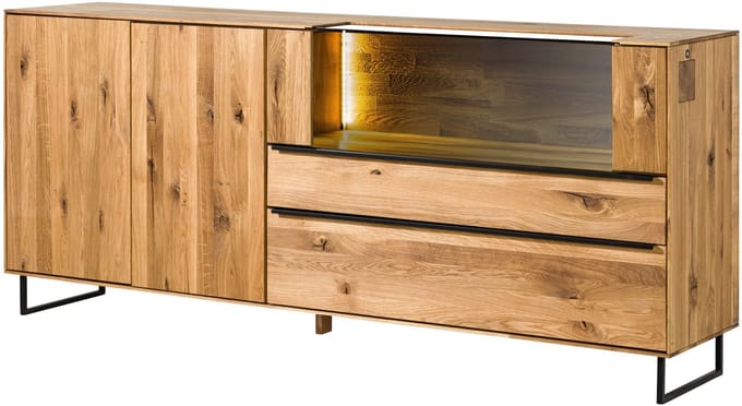 MASSIVMOEBEL24.DE wilde eik dressoir blank massief hout 200x43x87 (BxTxH) geolied deels gemonteerd WIEN volledig massief #221