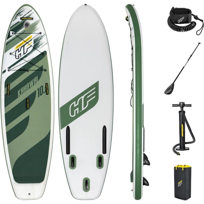 Bestway Hydro-Force Kahawai SUP Board Set, 310x86x15 cm, Opblaasbaar SUP, TriTech Materiaal, 140 kg Draagvermogen, Compleet Pakket, Groen