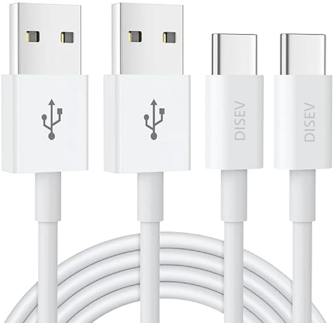 DISEV® - USB C Kabel - USB C Oplader - USB C kabel naar USB - USB naar USB C Kabel - Lader - Oplaadkabel - Laadkabel - 1 meter - Wit