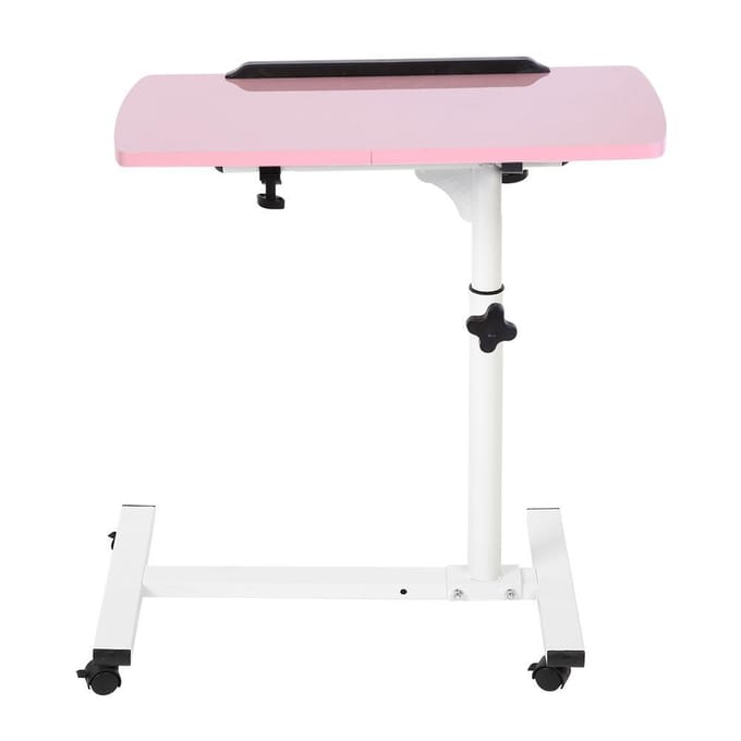 Draagbaar Multifunctioneel Verwijderbaar Laptop Bureau met Wielen Bed Sofa Boeken Snack Roze roze