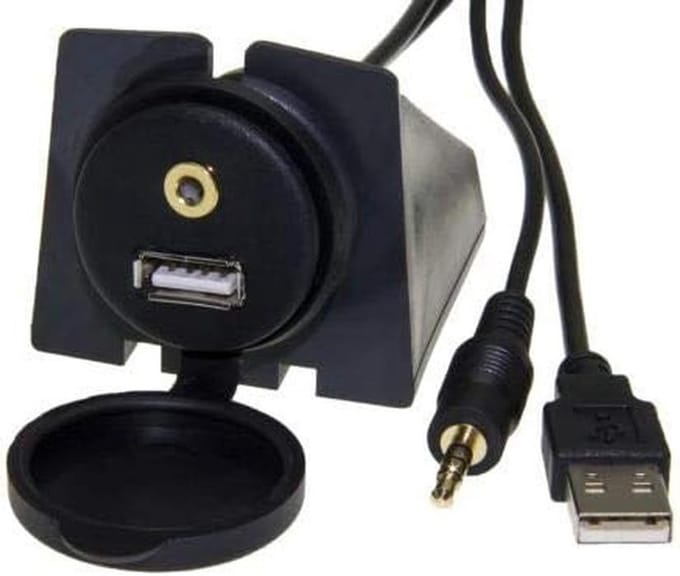 USB en 3,5 mm jack inbouwbus voor auto - verlenging en adapter