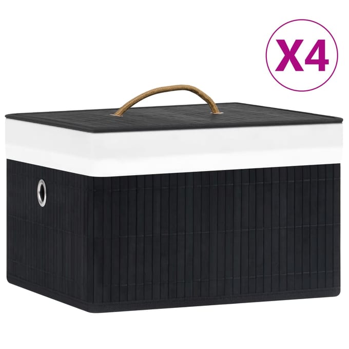 vidaXL - Opbergboxen - 4 - st - bamboe - zwart