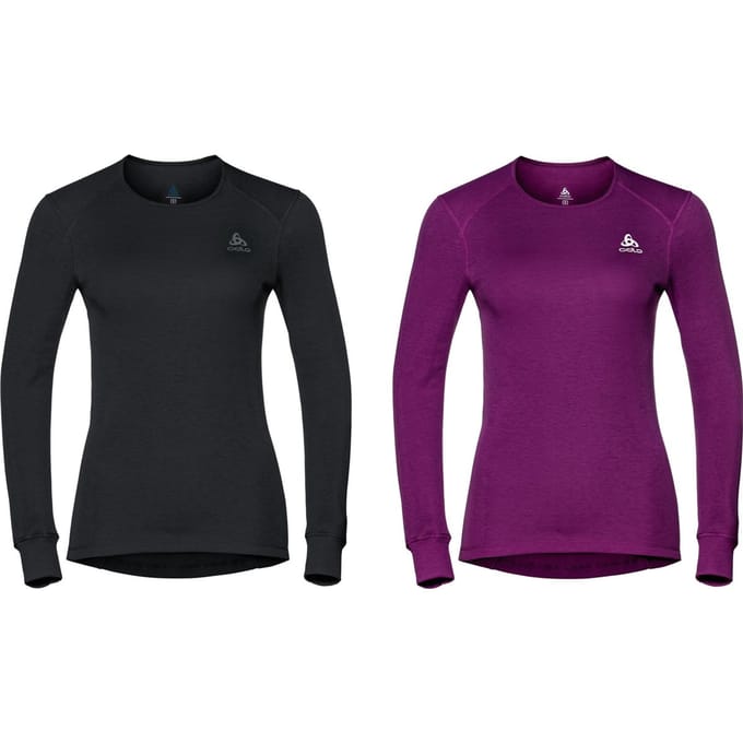 Odlo  - Maat XL - Suw Top Crew Neck L/S Active Warm 2 Pack Dames Thermoshirt - Black/Sangia