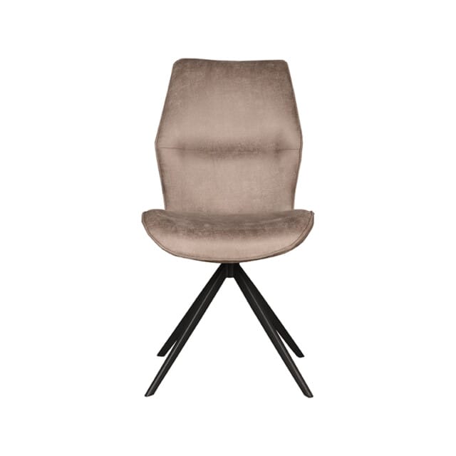 LABEL51 Comfy Eetkamerstoel - Bruin - Stof - Zwart Metaal - Stoel - Normale eetkamerstoel