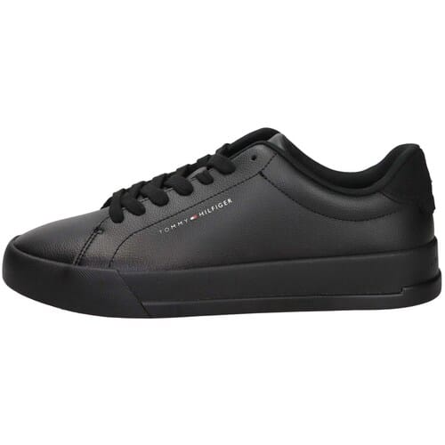Sneakers van mix van leer en textiel met labelopschrift