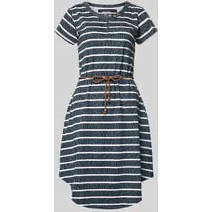 Knie-lange t-shirtjurk met strikceintuur