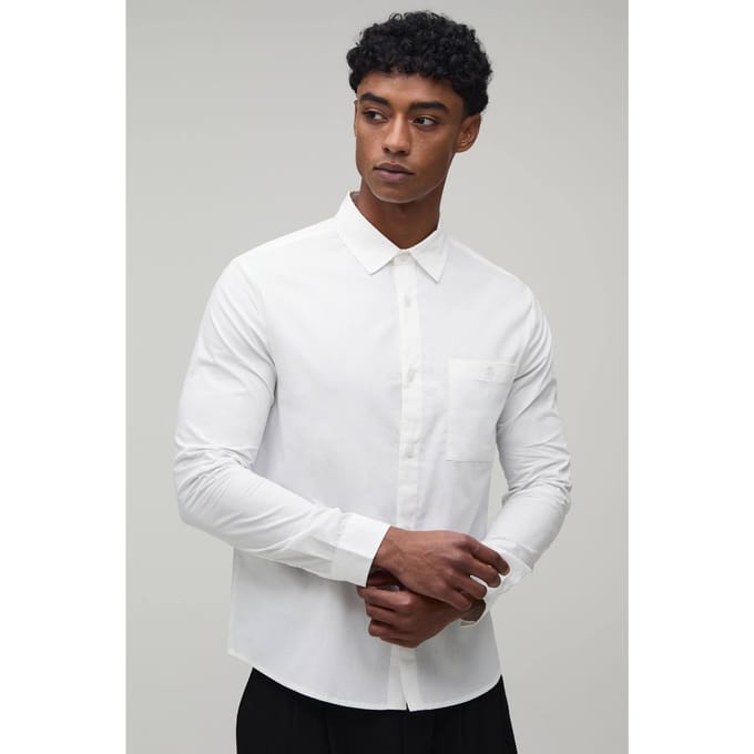 Regular Fit Katoenen Overhemd met Lange Mouwen | White | Size Medium