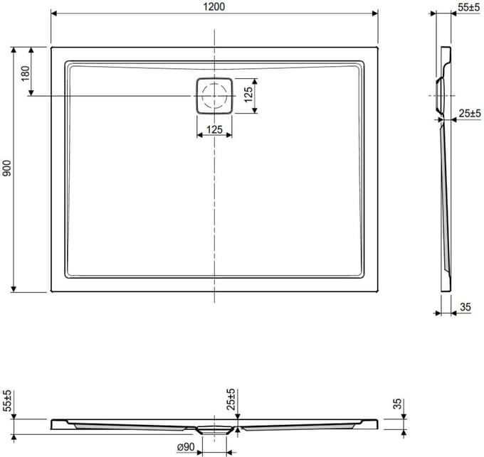 Ben metric Design Douchebak - Kunststof - 120x90x35 cm - Wit