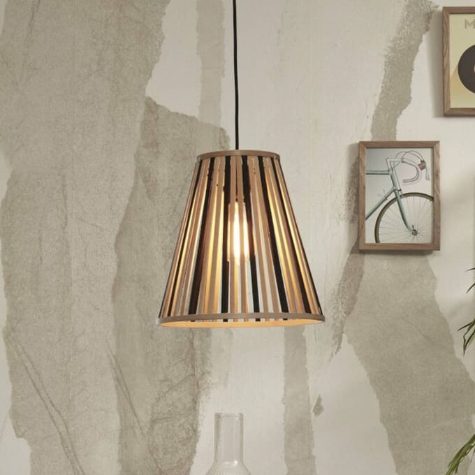GOOD&MOJO Hanglamp Merapi - Bamboe/Zwart - Ø30cm - Modern - Hanglampen Eetkamer, Slaapkamer, Woonkamer