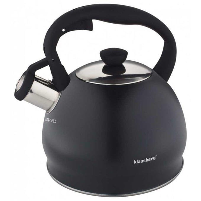 Klausberg 7428 - Fluitketel - RVS - 2 liter - zwart