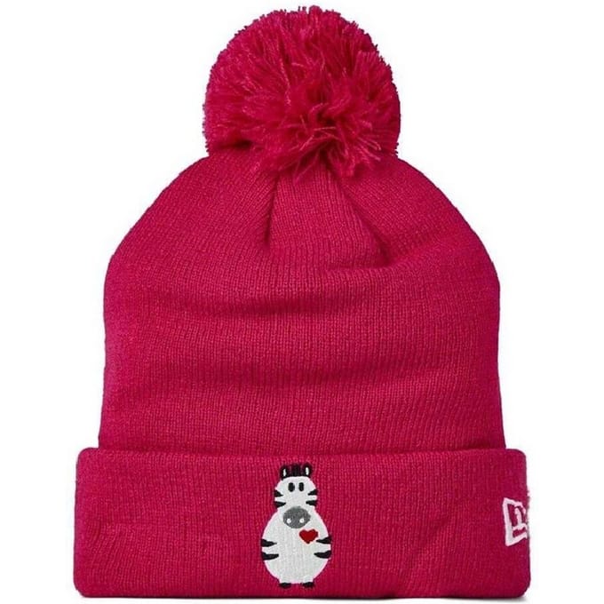 New Era Zebra-muts met pompons voor kinderen (Donkerroze)