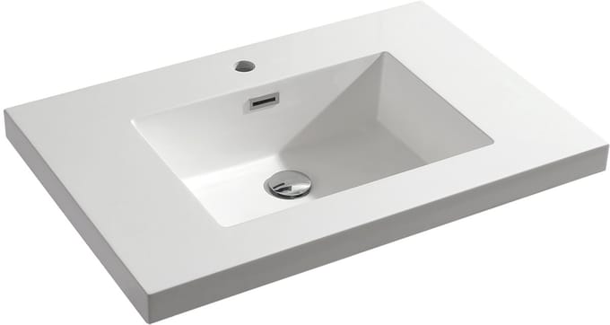 Meubelwastafel Differnz Reno Rechthoek 75x50x5cm Polybeton Wit 1 Kraangat Overloop