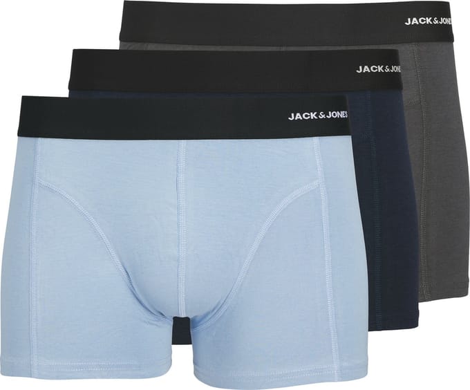 Jack & Jones Heren Boxershorts Trunks JACPHILIP Bamboo Effen 3-Pack - Maat S