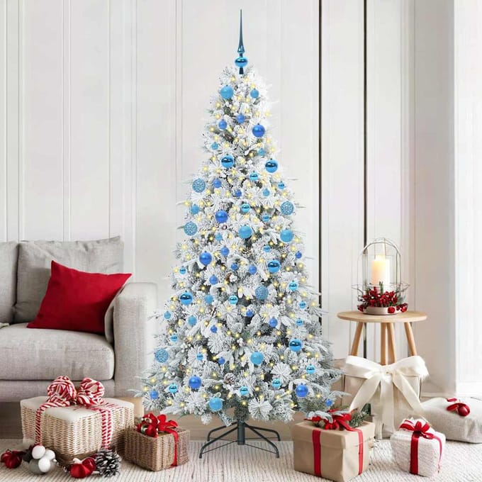 vidaXL - Kunstmatige - Hinged - Kerstboom - Wit - 180 - cm - PE - en - PVC