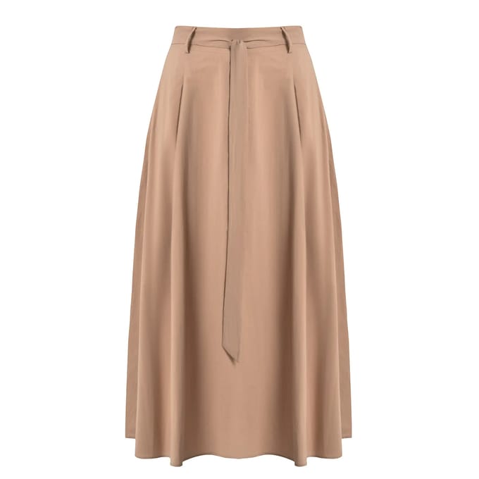 Lange trapeze popeline rok met tailleband voor dames Mat Fashion