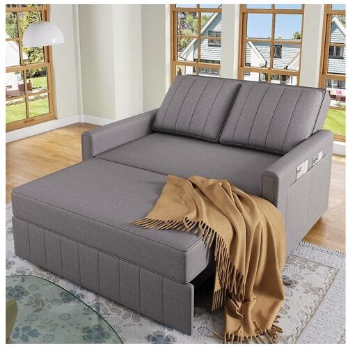 ModernLuxe Multifunctionele opklapbare sofa-bed - met slaapfunctie - inclusief 2 kussens - verstelbare rugleuning - opbergzak - grijs