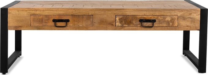 Salontafel Britt mangohout met 2 lades 120x60x45 cm