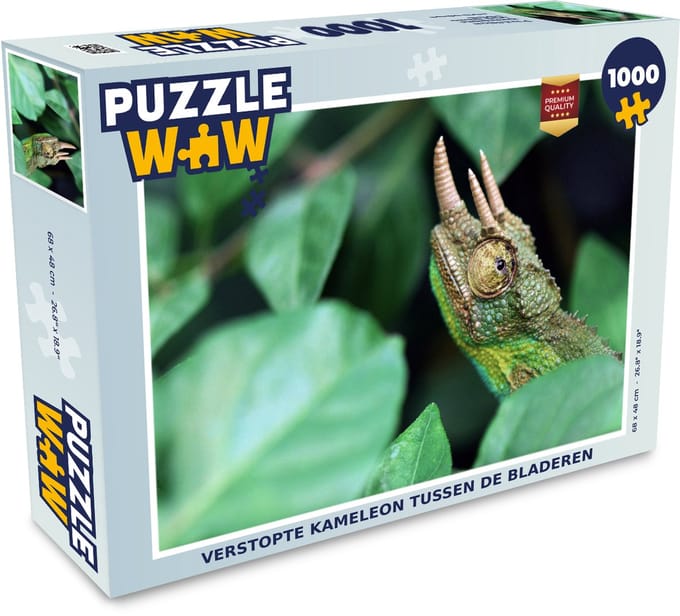 Puzzel Verstopte kameleon tussen de bladeren - Legpuzzel - Puzzel 1000 stukjes volwassenen