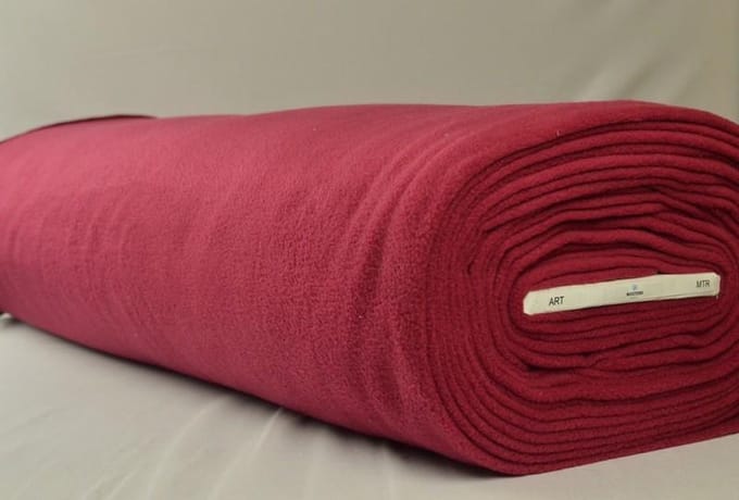 Fleece stof - Wijnrood - 10 meter