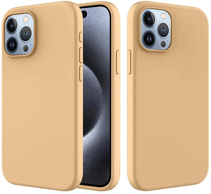 MobyDefend Hoesje - Geschikt voor iPhone 15 Pro - Matte Siliconen Backcover - Licht Oker
