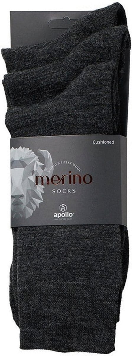 Apollo Sokken Wol/Terry 3-Pack Antraciet - Sokken - 43-46