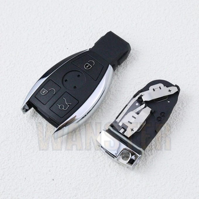 3/4 Knoppen Vervangende Auto Sleutel Behuizing Afstandsbediening Fob Case Shell Voor Mercedes Benz Cl Slk Clk C E S Klasse Bga Nec Dubbele/Twee/2 Batterij B- (3 bottons) gray